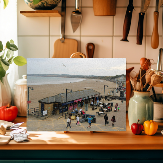 The Stylish Textured Glass Chopping Board. Filey. North Yorkshire. England.