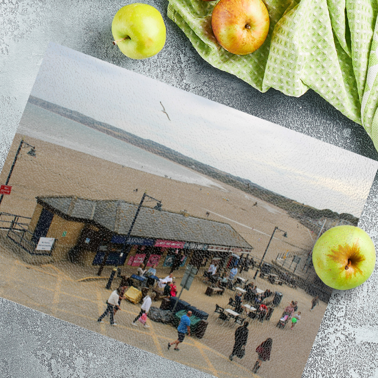 The Stylish Textured Glass Chopping Board. Filey. North Yorkshire. England.