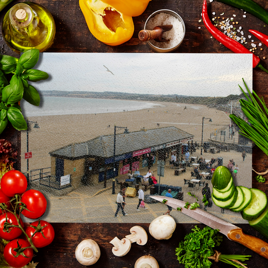 The Stylish Textured Glass Chopping Board. Filey. North Yorkshire. England.