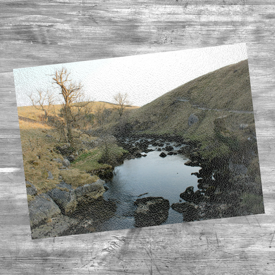 The Stylish Textured Glass Chopping Board. Ingleton Waterfall Trail. Yorkshire Dales National Park. England.
