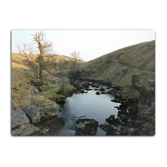 The Stylish Textured Glass Chopping Board. Ingleton Waterfall Trail. Yorkshire Dales National Park. England.