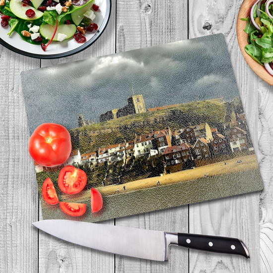 The Stylish Textured Glass Chopping Board. Whitby. North Yorkshire. England.