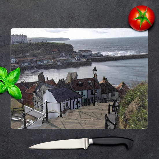 The Stylish Textured Glass Chopping Board. Whitby. North  Yorkshire. England.