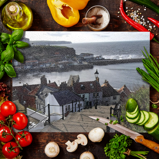 The Stylish Textured Glass Chopping Board. Whitby. North  Yorkshire. England.