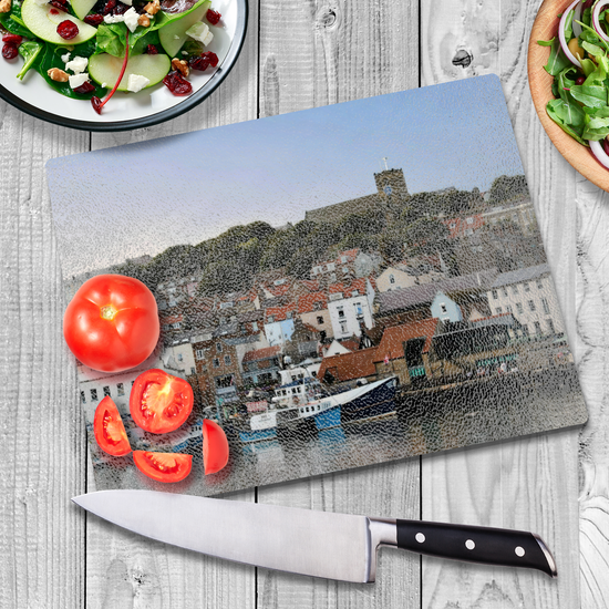 The Stylish Textured Glass Chopping Board. Scarborough. North Yorkshire. England.