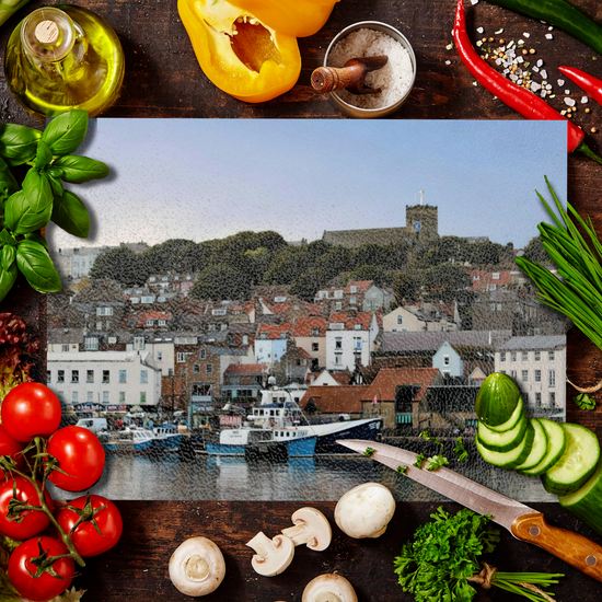 The Stylish Textured Glass Chopping Board. Scarborough. North Yorkshire. England.