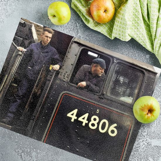 The Stylish Textured Glass Chopping Board. Goathland  Railway Station. Near Whitby. North Yorkshire.  England.