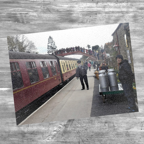The Stylish Textured Glass Chopping Board. Goathland Railway Station. Near Whitby. North Yorkshire. England.