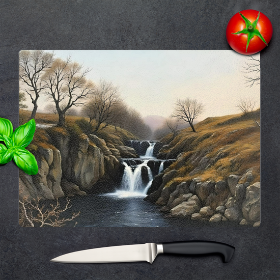 The Stylish Textured Glass Chopping Board. Ingleton Waterfall Trail. Yorkshire Dales National Park. England.