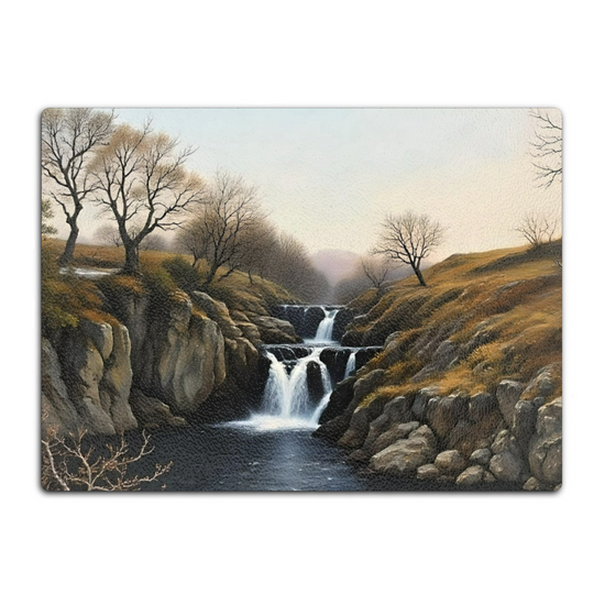 The Stylish Textured Glass Chopping Board. Ingleton Waterfall Trail. Yorkshire Dales National Park. England.