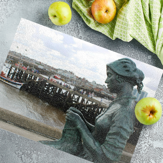 The Stylish Textured Glass Chopping Board. Bridlington. East Riding of Yorkshire. England.