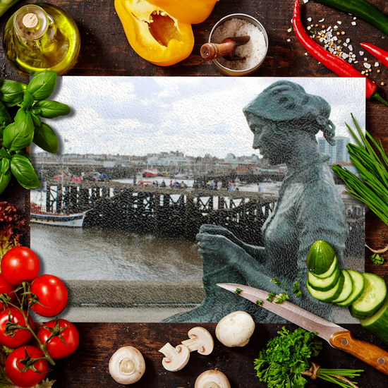 The Stylish Textured Glass Chopping Board. Bridlington. East Riding of Yorkshire. England.
