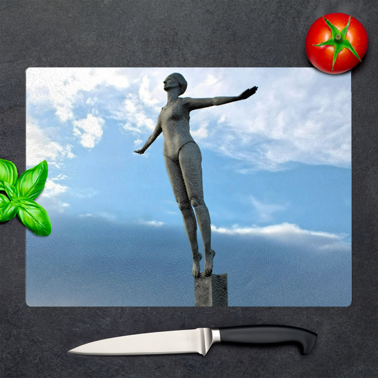 The Stylish Textured Glass Chopping Board. Scarborough Diving  Belle. North Yorkshire. England.