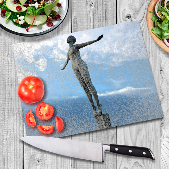 The Stylish Textured Glass Chopping Board. Scarborough Diving  Belle. North Yorkshire. England.