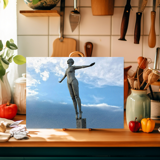 The Stylish Textured Glass Chopping Board. Scarborough Diving  Belle. North Yorkshire. England.