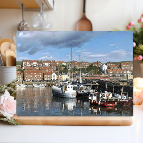 The Stylish Textured Glass Chopping Board. Whitby.  North Yorkshire. England.