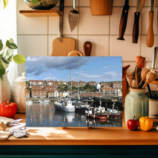 The Stylish Textured Glass Chopping Board. Whitby.  North Yorkshire. England.