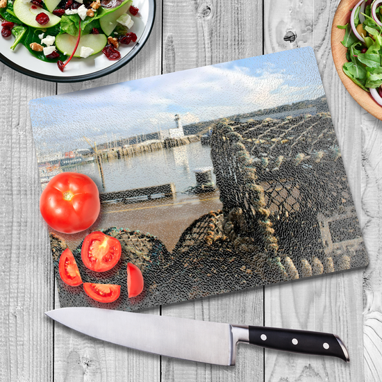 The Stylish Textured Glass Chopping Board. Scarborough. North Yorkshire. England.
