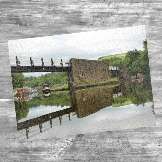 The Stylish Textured Glass Chopping Board. Bugsworth Canal Basin. Buxworth. Peak Forest Canal. Derbyshire. England.