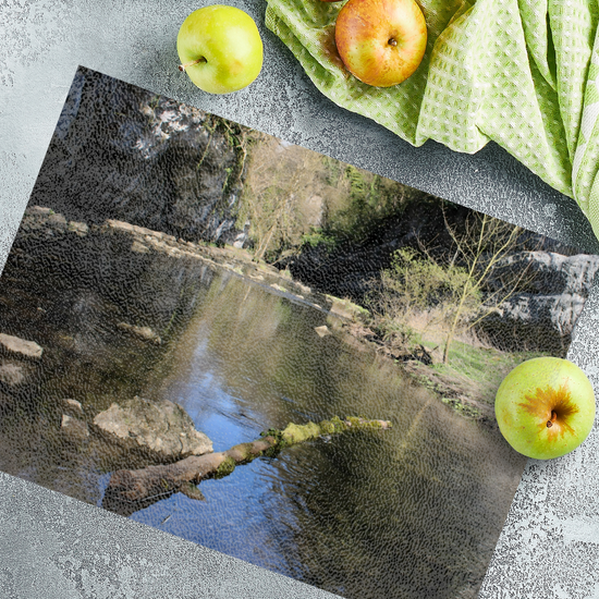 The Stylish Textured Glass Chopping Board. Chee  Dale Nature Reserve. Peak District National Park. Derbyshire. England.