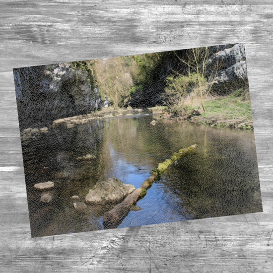 The Stylish Textured Glass Chopping Board. Chee  Dale Nature Reserve. Peak District National Park. Derbyshire. England.