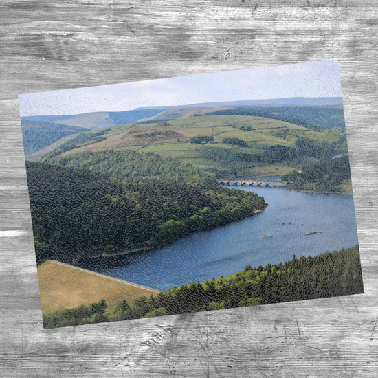 The Stylish Textured Glass Chopping Board. Bamford Edge. Ladybower Reservoir.  Peak District National Park. Derbyshire. England.