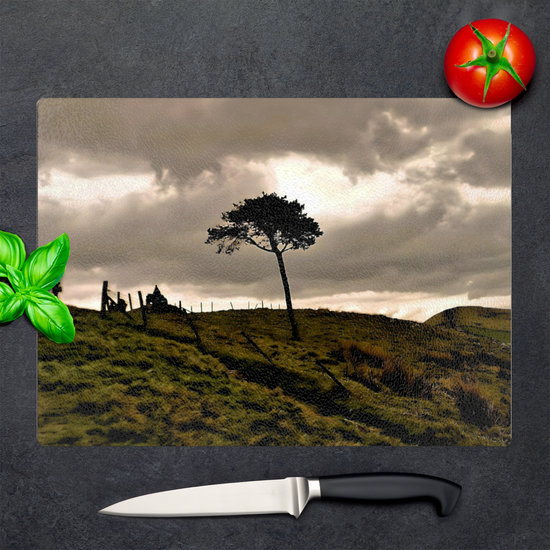 The Stylish Textured Glass Chopping Board. Mam Tor. Peak District National Park. Derbyshire. England.