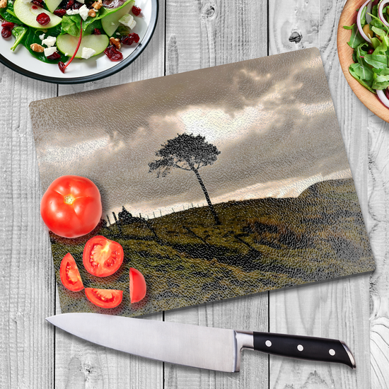 The Stylish Textured Glass Chopping Board. Mam Tor. Peak District National Park. Derbyshire. England.