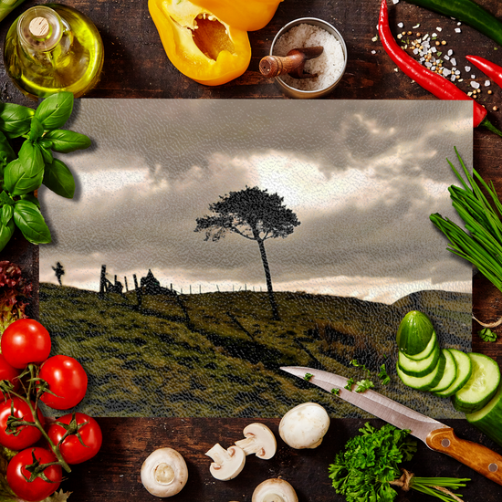 The Stylish Textured Glass Chopping Board. Mam Tor. Peak District National Park. Derbyshire. England.