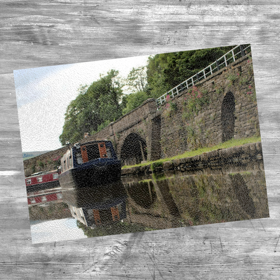 The Stylish Textured Glass Chopping Board. Bugsworth Canal Basin. Buxworth. Peak Forest Canal. Derbyshire. England.