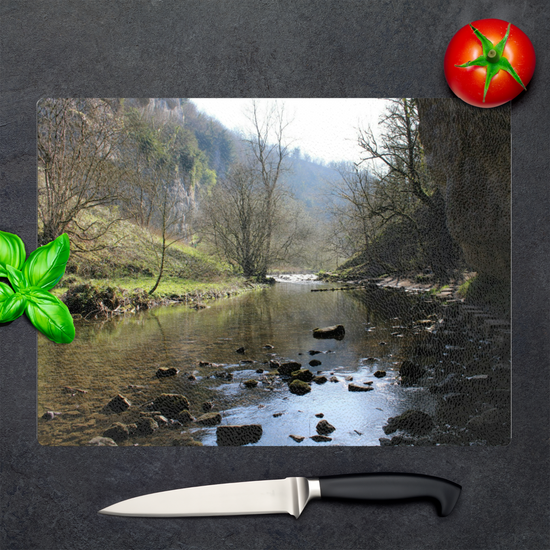 The Stylish Textured Glass Chopping Board. Chee Dale Stepping Stones. Peak District National Park. Derbyshire. England.