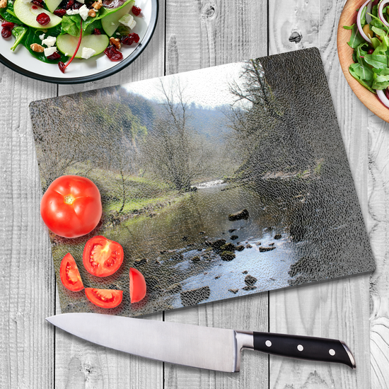 The Stylish Textured Glass Chopping Board. Chee Dale Stepping Stones. Peak District National Park. Derbyshire. England.