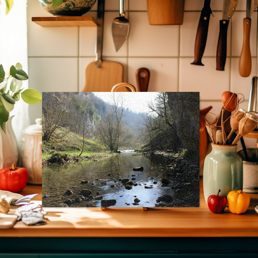 The Stylish Textured Glass Chopping Board. Chee Dale Stepping Stones. Peak District National Park. Derbyshire. England.