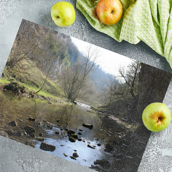The Stylish Textured Glass Chopping Board. Chee Dale Stepping Stones. Peak District National Park. Derbyshire. England.