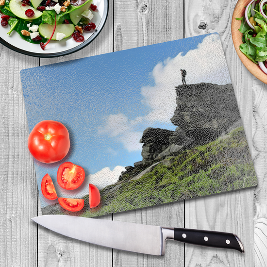The Stylish Textured Glass Chopping Board. Bamford Edge. Peak District National Park. Derbyshire. England.