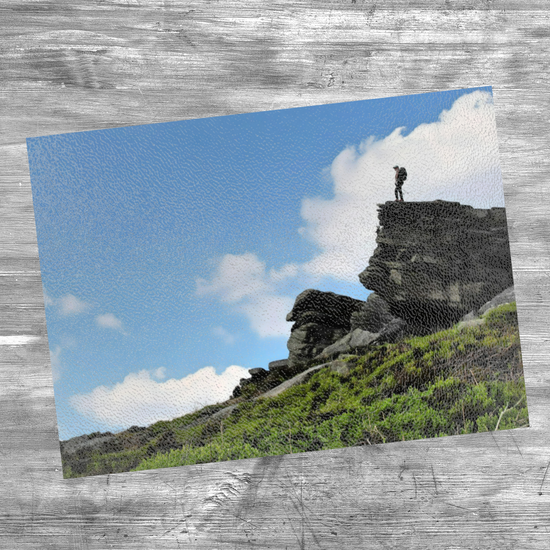 The Stylish Textured Glass Chopping Board. Bamford Edge. Peak District National Park. Derbyshire. England.