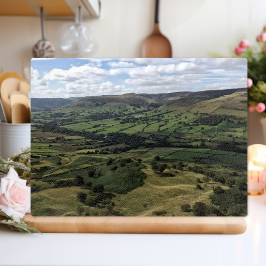 The Stylish Textured Glass Chopping Board. Mam Tor. Peak District National Park. Derbyshire. England.