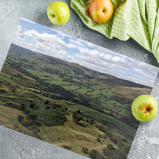 The Stylish Textured Glass Chopping Board. Mam Tor. Peak District National Park. Derbyshire. England.