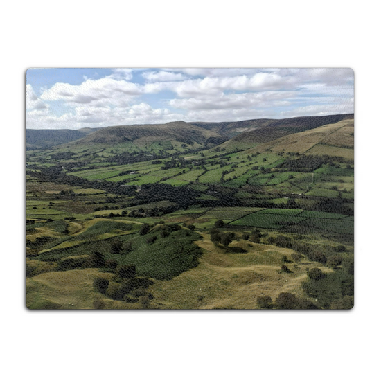 The Stylish Textured Glass Chopping Board. Mam Tor. Peak District National Park. Derbyshire. England.