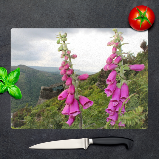 The Stylish Textured Glass Chopping Board. Bamford Edge. Peak District National Park. Derbyshire. England.