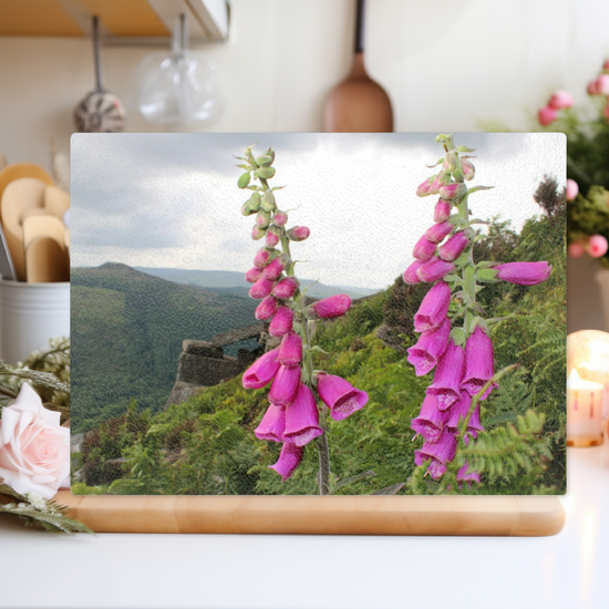 The Stylish Textured Glass Chopping Board. Bamford Edge. Peak District National Park. Derbyshire. England.