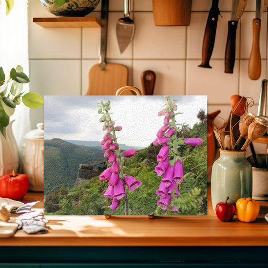 The Stylish Textured Glass Chopping Board. Bamford Edge. Peak District National Park. Derbyshire. England.