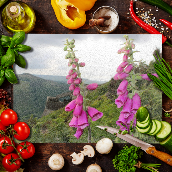 The Stylish Textured Glass Chopping Board. Bamford Edge. Peak District National Park. Derbyshire. England.