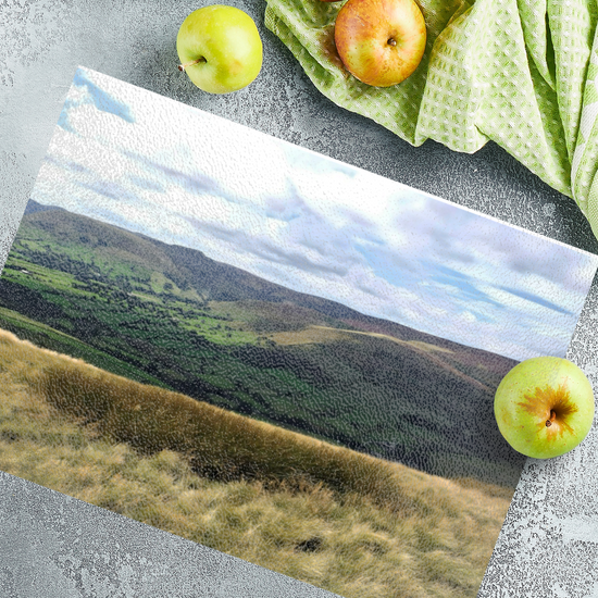 The Stylish Textured Glass Chopping Board. Mam Tor. Peak District National Park. Derbyshire. England.