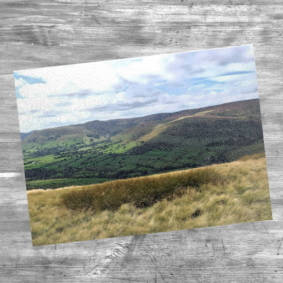 The Stylish Textured Glass Chopping Board. Mam Tor. Peak District National Park. Derbyshire. England.