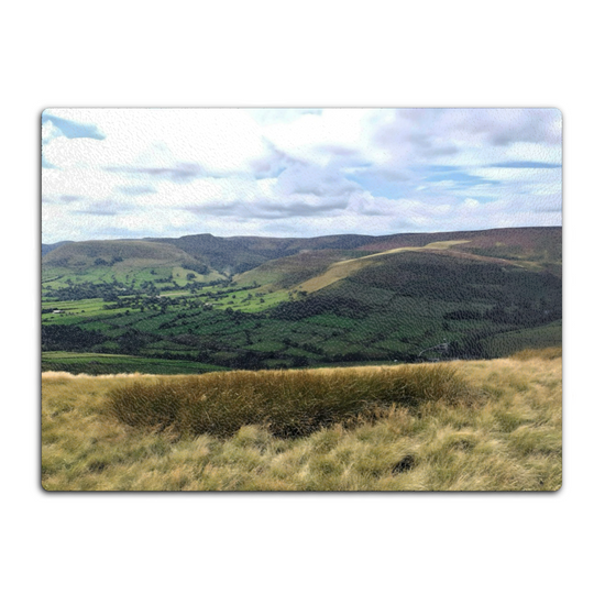 The Stylish Textured Glass Chopping Board. Mam Tor. Peak District National Park. Derbyshire. England.