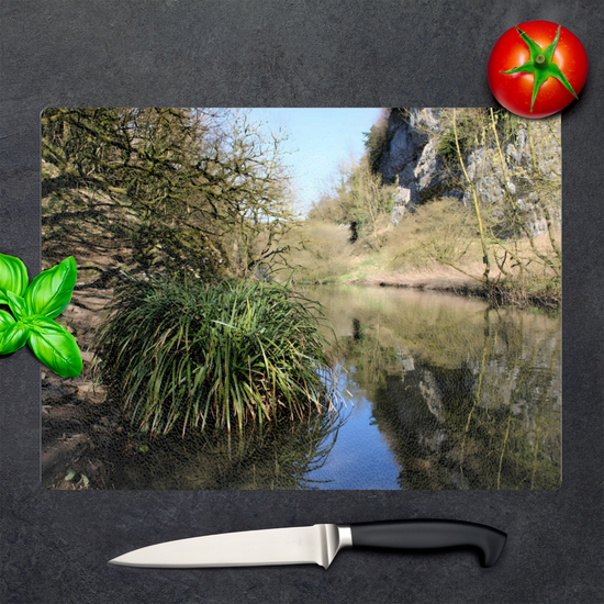 The Stylish Textured Glass Chopping Board. Chee Dale Nature  Reserve. Peak District National Park. Derbyshire. England.