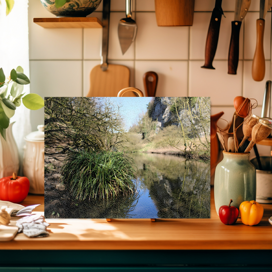 The Stylish Textured Glass Chopping Board. Chee Dale Nature  Reserve. Peak District National Park. Derbyshire. England.