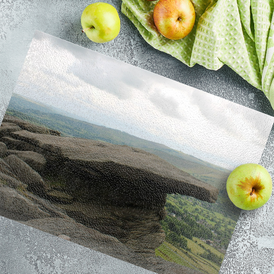 The Stylish Textured Glass Chopping Board. Bamford Edge. Peak District National Park. Derbyshire. England.