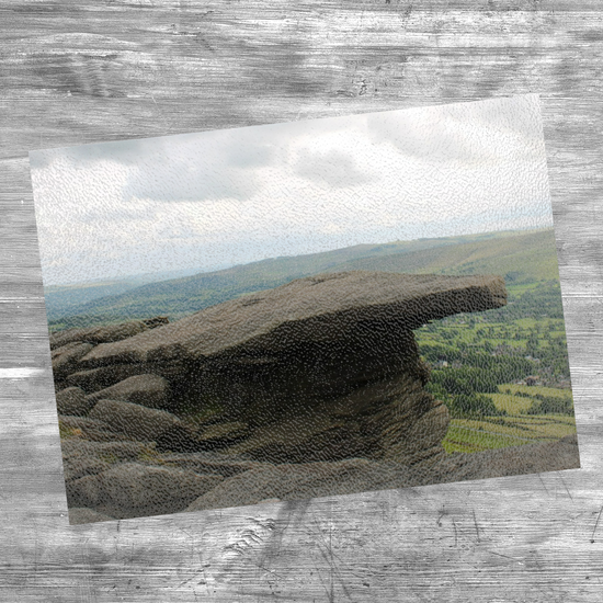 The Stylish Textured Glass Chopping Board. Bamford Edge. Peak District National Park. Derbyshire. England.